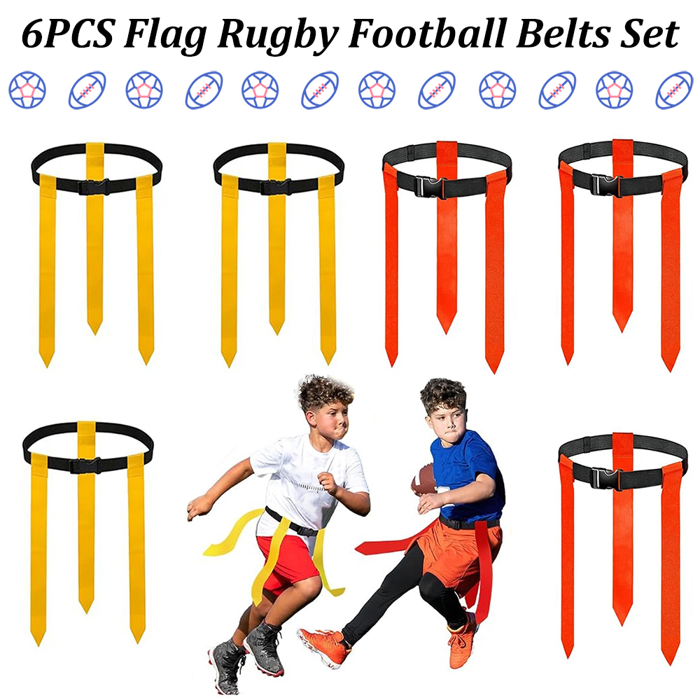 Sports Equipment Football - ชุดเข็มขัดฟุตบอลธง 6 ชิ้น ปรับขนาดได้ เข็มขัดคาดเอวรักบี้ อุปกรณ์ฝึกซ้อมกลางแจ้งสำหรับเด็ก