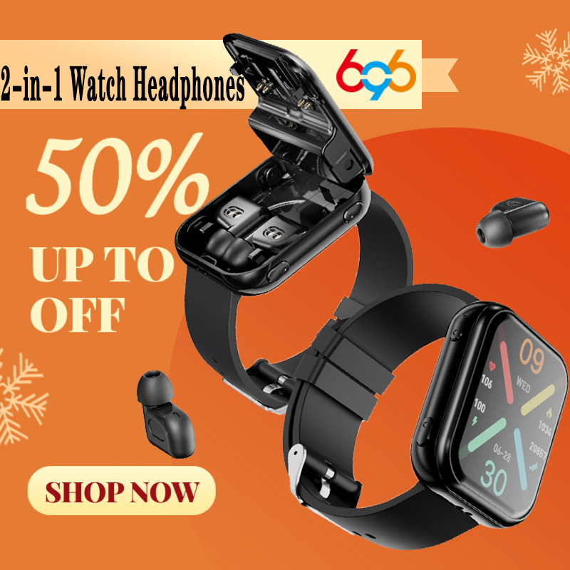 Sports Equipment In French - สมาร์ทวอทช์กันน้ำ 2 in 1 พร้อมหูฟัง TWS