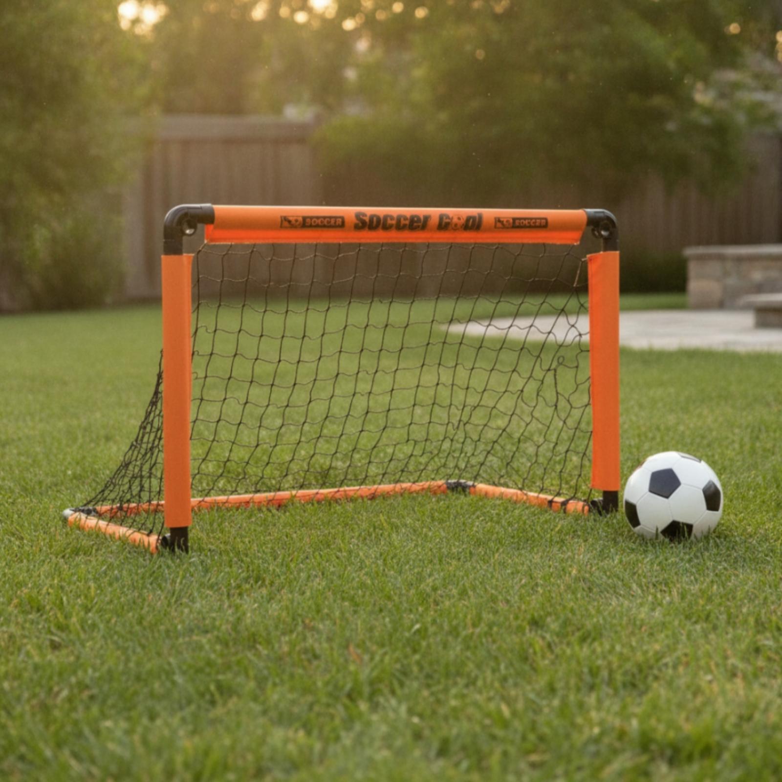 Sports Equipment Kids - ประตูฟุตบอลแบบพกพาสำหรับเด็ก ชุดฝึกซ้อมกีฬาแบบพับได้ ประตูขนาดเล็ก อุปกรณ์ฟุตบอลสำหรับฝึกซ้อมในสวนหลังบ้านหรือในร่ม